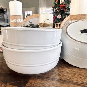 10 Strawberry Street White Double Line 6.25" Round Cereal/Soup Bowl Set Of 3